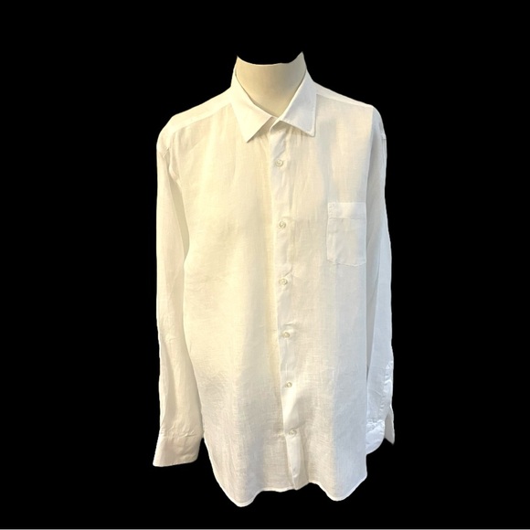 ALAN PAINE NEW WHITE CLASSIC LINEN SHIRT ENGLAND SIZE X-LARGE - Picture 2 of 11